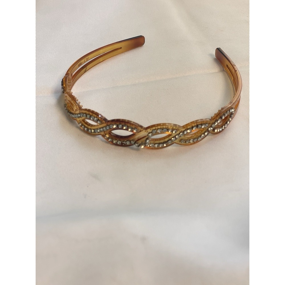 Vintage 1950s Rhinestone‎ Headband Tortoiseshell Lucite Braided Infinity BinA